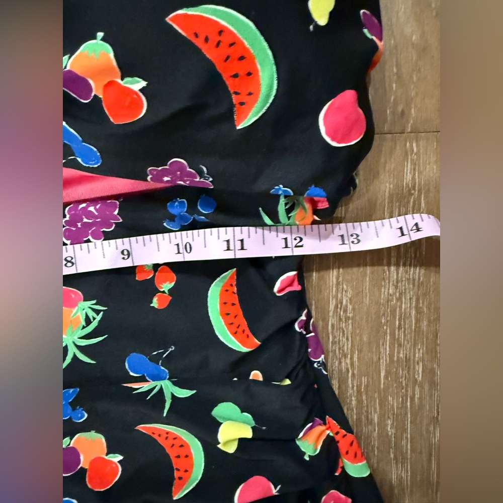 kate spade Black One-Piece Swimsuit with Bright Fruit Print and Pink Lining - Picture 5 of 11